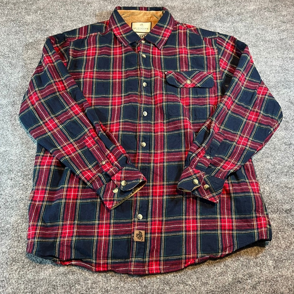 Legendary Whitetails Buck Camp Mens Flannel Shirt Jacket‎ Plaid LG Cotton